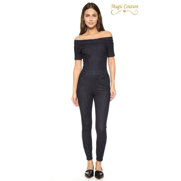 3x1 Pants - ❌SOLD❌3x1 Dark Wash Denim Off the Shoulder Jumpsuit💙💙💙